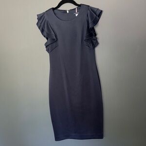 Tommy Hilfiger size 4 navy Elegant Black Ruffle Sleeve Dress